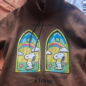 Peanuts Brown Hoodie with Vibrant Snoopy Design